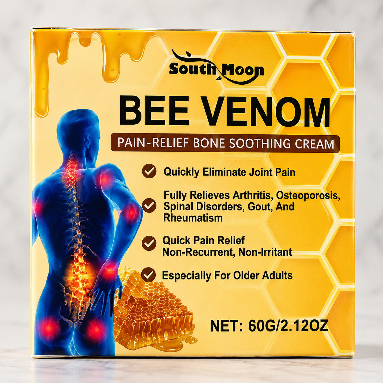 South Moon Bee Venom Pain Relief Soothing Cream 60g | Natural Joint & Arthritis Relief | UAE